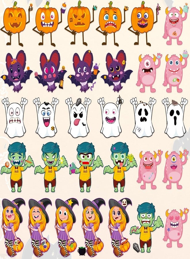 kockuu 36 Sheets Halloween Pumpkin Craft Stickers Party Favors Make a Face Stickers Zombie Witch Vampire Ghost Bat Self Adhesive DIY Stickers for Halloween Kids Toddlers Classroom Treats Party Game Stickers - Image 4